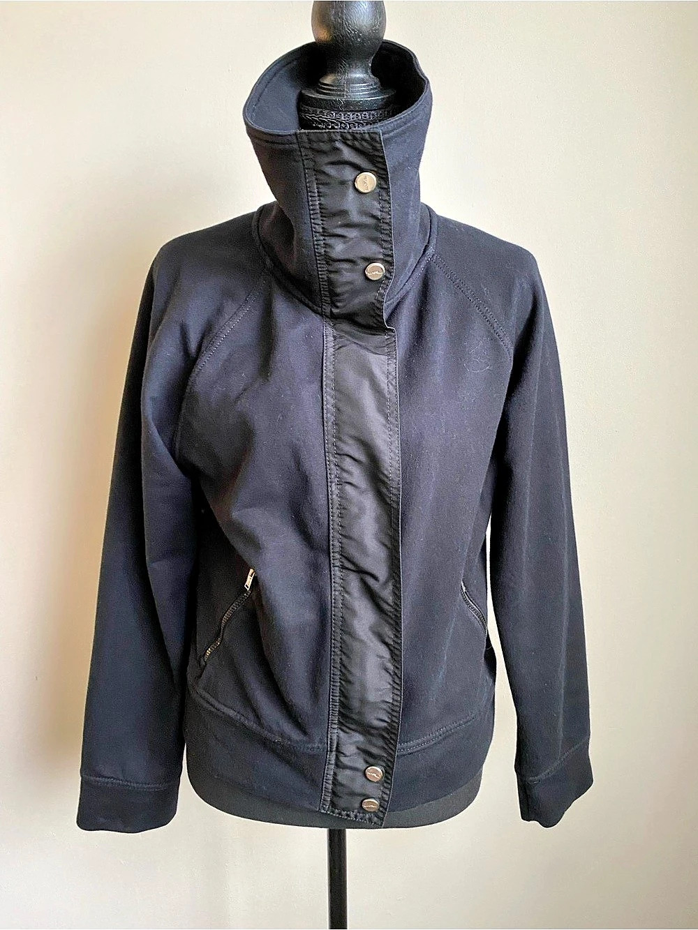 Lauren Ralph Lauren L-RL Active Black High Collar Zip Jacket Small